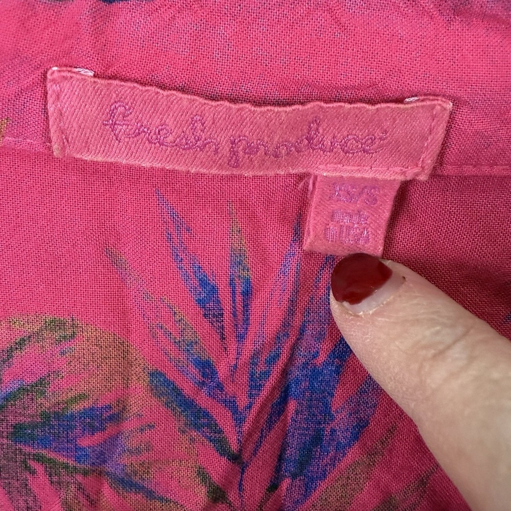 FRESH PRODUCE XS/S Pink Off Shore Front Pocket Tunic Tropical Floral EUC - Picture 3 of 5